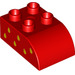 LEGO Duplo Rood Steen 2 x 3 met Gebogen bovenkant met Geel seeds Rechtsaf (2302 / 73347)
