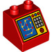 LEGO Duplo Rood Helling 2 x 2 x 1.5 (45°) met Computer Screen (6474 / 82293)