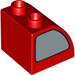 LEGO Duplo rot Steigung 45° 2 x 2 x 1.5 mit Gebogen Seite mit Fenster (11170 / 12659)