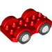 Duplo Red Wheelbase 2 x 6 with White Rims and Black Wheels (35026)