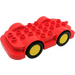 LEGO Duplo Red Wheelbase 4 x 8 with Yellow Wheels (15319 / 24911)