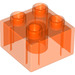 LEGO Duplo Transparent Neon Reddish Orange Brick 2 x 2 (3437 / 89461)