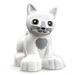 LEGO Duplo White Cat (Sitting) with Gray Patches (21046)