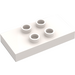 LEGO Duplo White Tile 2 x 4 x 0.33 with 4 Center Studs (Thick) (6413)
