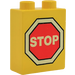 LEGO Duplo Yellow Brick 1 x 2 x 2 with Stop Sign without Bottom Tube (4066)