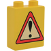 LEGO Duplo Yellow Brick 1 x 2 x 2 with Warning Road Sign without Bottom Tube (4066)