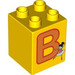 LEGO Duplo Geel Steen 2 x 2 x 2 met B for Ballerina (31110 / 92992)