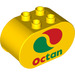 LEGO Duplo Gelb Backstein 2 x 4 x 2 mit Gerundet Ends mit Octan Logo (6448 / 10204)