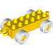 LEGO Duplo Geel Auto Chassis 2 x 6 met Wit Wielen (11248 / 14639)