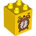 LEGO Duplo Geel Duplo Steen 2 x 2 x 2 met Alarm Clock (19421 / 31110)
