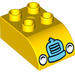 LEGO Duplo Geel Steen 2 x 3 met Gebogen bovenkant met Headlights en Blauw Rooster (2302 / 29060)