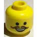 LEGO Emmet Head With Brown Moustache (Recessed Solid Stud) (3626)