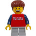 LEGO Fairground Mixer Boy con Argento Logos su Rosso Maglietta Minifigure