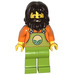 LEGO Farmer, Man, Lime Overalls, Dark Brown Hair and Beard Minifigure