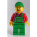 LEGO Jordbrukare med Skägg, Grön Overall, Grön Keps Minifigur