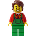 LEGO Bonde med Rød Plaid Skjorte og Grønn Overall Minifigur