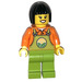 LEGO Farmer, Woman, Lime Overalls, Zwart Haar minifiguur