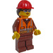 LEGO Female Construction Worker with Reddish Brown Outfit Minifigure