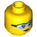 LEGO Female Head with Light Blue Goggles and Lopsided Smile (Recessed Solid Stud) (3626 / 29490)