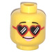 LEGO Female Head with recessed Stud, Heart Glasses and Pink Lipstick (Recessed Solid Stud) (3626)