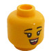 LEGO Female Minifigure Head with Black Eyebrows, Smile with Tongue / Closed Eyes and Wide Grin with Teeth (Recessed Solid Stud) (3626)