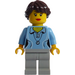 LEGO Female Shirt with Two Buttons and Shell Pendant, Ponytail Long French Braided hair Minifigure