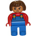 LEGO Female with Blue Overalls with Turned Down Nose