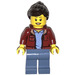 LEGO Female with Dark Red Open Vest and Dark Brown Ponytail Minifigure