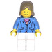 LEGO Female with Medium Blue Jacket, White Legs, and Dark Tan Hair Minifigure