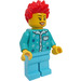 LEGO Kvinde med Rød Spiked Hår Minifigur