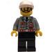 LEGO Firefighter Dispatcher with Light Gray Coat with Pocket and Red Belt, Black Legs, Mustache, and White Cap Minifigure