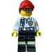 LEGO Firefighter with Red Cap and Ponytail Minifigure
