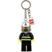 LEGO Firefighter met Zilver Helm en logo Tegel Sleutel Keten (851537)