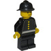 LEGO Feuerwehrmann mit Schwarz Helm und Torso Aufkleber Minifigur