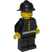 LEGO Fireman met Zwart Helm en Torso Sticker minifiguur