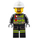 LEGO Brannmann med Svart Uniform Minifigur