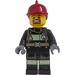 LEGO Bombero con Rojo oscuro Casco de bombero y Marrón Barba Minifigura