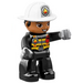 LEGO Fireman mit Grau Hände und Weiß Helm mit Badge Duplo Abbildung