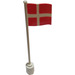 LEGO Flag on Flagpole with Denmark with Bottom Lip (777)