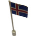 LEGO Flag on Flagpole with Iceland without Bottom Lip (776)