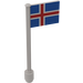 LEGO Flag on Ridged Flagpole with Iceland Flag Sticker (3596)