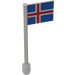 LEGO Flag on Ridged Flagpole with Iceland Flag Sticker (3596)