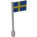 LEGO Flag on Ridged Flagpole with Swedish Flag Sticker (3596)