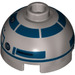 LEGO Flat Silver Brick 2 x 2 Round with Dome Top with Red Dots and Dark Blue Pattern (with Axle Holder) (15795 / 30367)