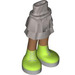 LEGO Effen Zilver Heup met Kort Dubbele Layered Skirt met Lime Boots (36178 / 92818)