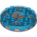 LEGO Flaches Silber Ninjago Spinner mit Transparent Dark Blau oben und Electric Bolts Dekoration (98354)