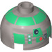 LEGO Argent plat Rond Brique 2 x 2 Dome Haut (Undetermined Stud - To be deleted) avec Green R3-D5 Printing (10558)