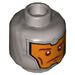 LEGO Effen Zilver Royal Soldier Hoofd met Dark Oranje Markings Aan Oranje Background (Verzonken Solid Stud) (3626 / 24140)
