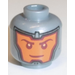 LEGO Flad sølv Royal Soldat Hoved med orange Background, Smile og Angry (Forsænket solid knops) (3626)