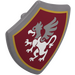 LEGO Flat Silver Triangular Shield with Spiked Top with Griffin on Dark Red (4972 / 113051)